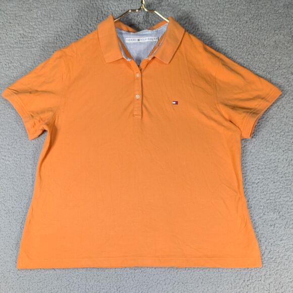 Tommy Hilfiger Polo Mens Size Extra Large Orange Solid Pattern Short Sleeve - Picture 1 of 6